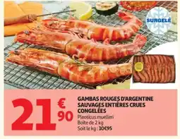 Auchan Gambas rouges d'argentine sauvages entières crues congelées offre
