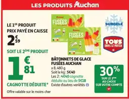 Auchan AUCHAN Bâtonnets de glace fusées offre