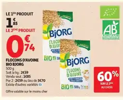 Auchan BJORG Flocons d'avoine bio offre