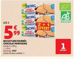 Auchan BJORG Biscuits bio fourrés chocolat noir offre