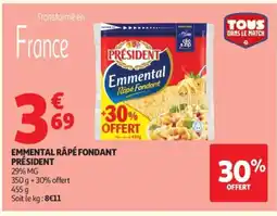 Auchan PRÉSIDENT Emmental râpé fondant offre
