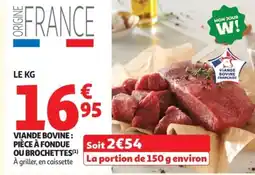 Auchan Viande bovine: pièce à fondue ou brochettes offre