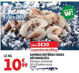 Auchan Gambas entières crues décongelées offre