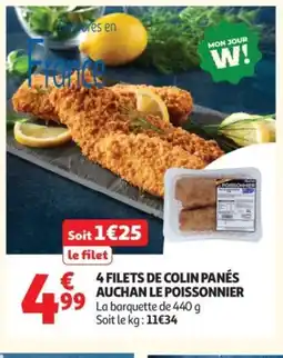Auchan 4 filets de colin panés auchan le poissonnier offre