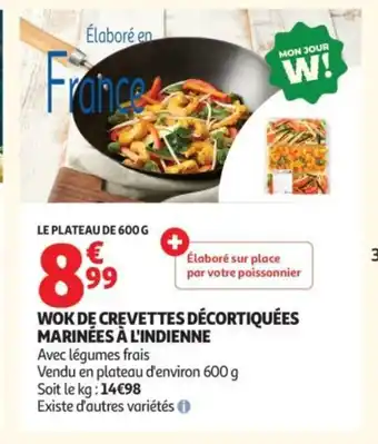 Auchan Wok de crevettes décortiquées marinées à l'indienne offre