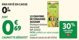 Auchan AUCHAN 12 crayons de couleurs offre