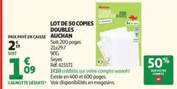 Auchan AUCHAN Lot de 50 copies doubles offre