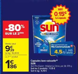 Carrefour Market SUN Capsules lave-vaisselle offre