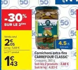 Carrefour Market CARREFOUR CLASSIC Cornichons extra-fins offre