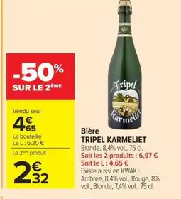 Carrefour Market TRIPEL KARMELIET Bière offre