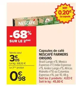 Carrefour Market NESCAFÉ FARMERS ORIGINS Capsules de café offre