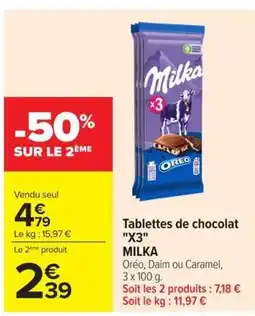 Carrefour Market MILKA Tablettes de chocolat X3 offre