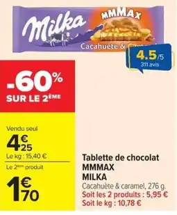 Carrefour Market MILKA Tablette de chocolat MMMAX offre