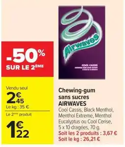 Carrefour Market AIRWAVES Chewing-gum sans sucres offre