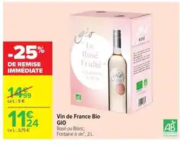 Carrefour Market GIO Vin de France Bio offre
