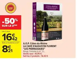 Carrefour Market LA CAVE D'AUGUSTIN FLORENT LES LES PIERRASQUES A.O.P. Côtes-du-Rhône offre
