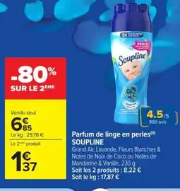 Carrefour Market SOUPLINE Parfum de linge en perles offre