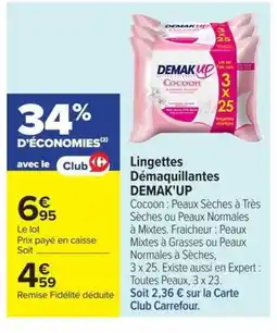 Carrefour Market DEMAK' UP Lingettes Démaquillantes offre
