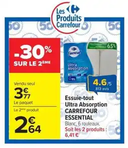 Carrefour Market CARREFOUR ESSENTIAL Essuie-tout Ultra Absorption offre