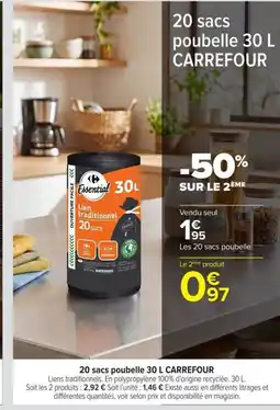 Carrefour Market CARREFOUR 20 sacs poubelle offre