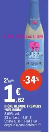 E.Leclerc DELIRIUM Bière blonde tremens offre