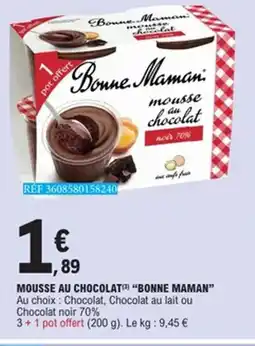 E.Leclerc BONNE MAMAN Mousse au chocolat offre
