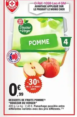 E.Leclerc DOUCEUR DU VERGER Desserts de fruits pomme offre
