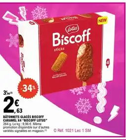 E.Leclerc BISCOFF LOTUS Båtonnets glacés biscoff caramel x4 offre