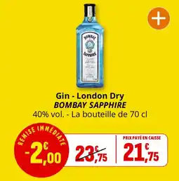 Coccinelle Express Gin london dry bombay sapphire offre