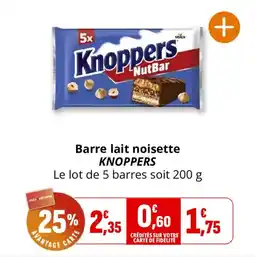 Coccinelle Express Barre lait noisette knoppers offre