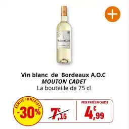 Coccinelle Express Vin blanc de bordeaux a.o.c mouton cadet offre