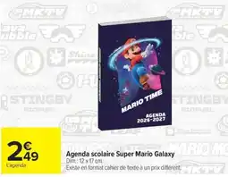 Carrefour Agenda scolaire Super Mario Galaxy offre