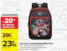 Carrefour MARIOKART Sac à dos 2 compartiments offre
