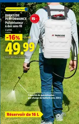 Lidl Parkside pulvérisateur à dos sans fil offre