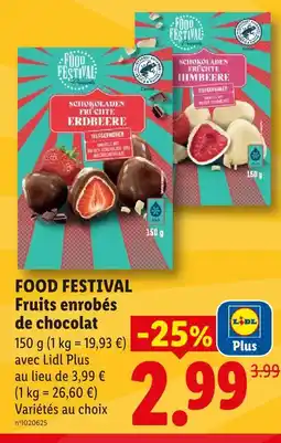 Lidl Food festival fruits enrobés de chocolat offre