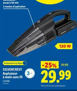 Lidl Silvercrest aspirateur à main sans fil offre