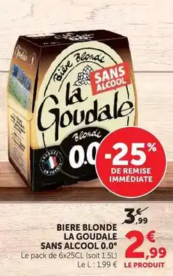Super U La goudale - biere blonde sans alcool 0,0 offre
