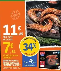 E.Leclerc Gambas royale rouge surgelée gimbert océan offre