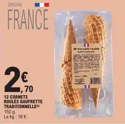 E.Leclerc 12 cornets roulés gaufrette traditionnelle offre