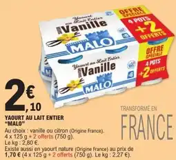 E.Leclerc Yaourt au lait entier malo offre