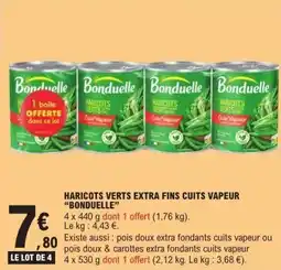 E.Leclerc Haricots verts extra fins cuits vapeur bonduelle offre