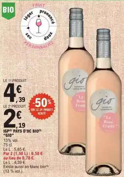 E.Leclerc Igp pays d'oc bio gio offre