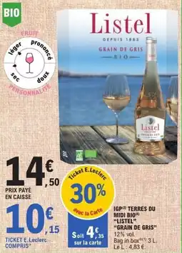 E.Leclerc Igp terres du midi bio listel grain de gris offre