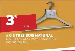 Bricomarché 5 cintres bois natural offre