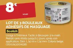 Bricomarché Lot de 3 rouleaux adhésifs de masquage scotch offre