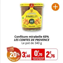 Coccinelle Supermarché Confiture mirabelle 65% les comtes de provence offre