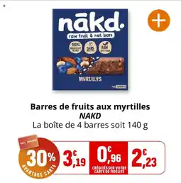 Coccinelle Supermarché Barres de fruits aux myrtilles nakd offre
