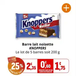 Coccinelle Supermarché Barre lait noisette knoppers offre