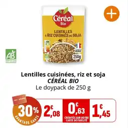 Coccinelle Supermarché Lentilles cuisinées riz et soja céréal bio offre