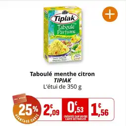 Coccinelle Supermarché Taboulé menthe citron tipiak offre